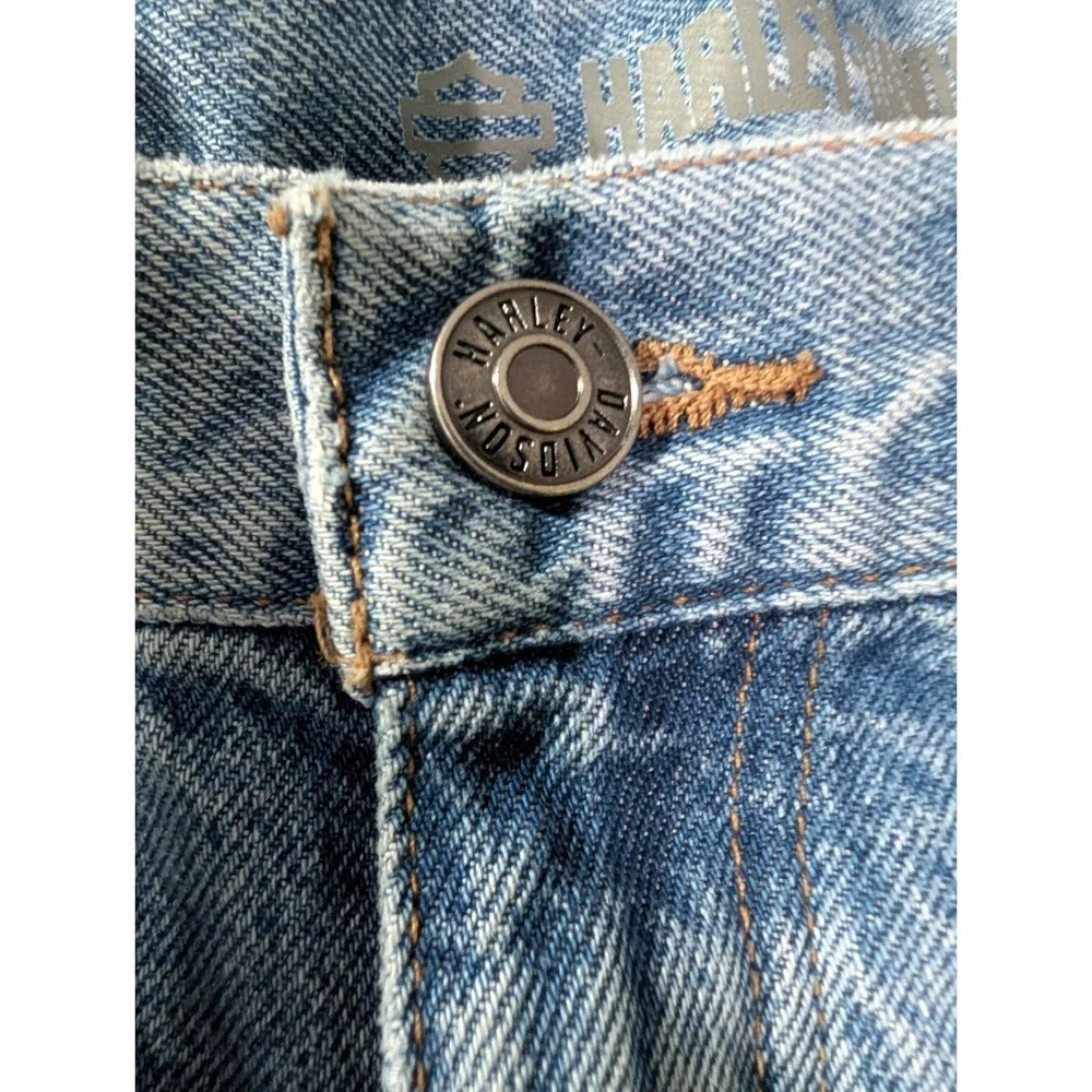 Harley-Davidson Straight Leg Jeans Men's 36x36 Light Wash Denim Biker